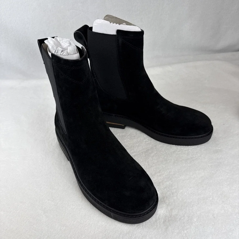 Franco Sarto Bellina Black Suede Ankle Boots Woman's Sz 8M
